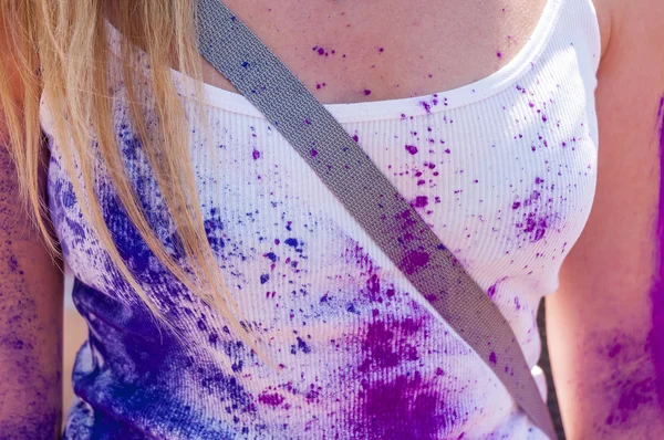 Colorful woman body in the indian festival Holi — Stock Photo, Image