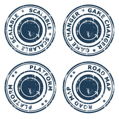 Dört farklı iş buzz kelime kavram pullar