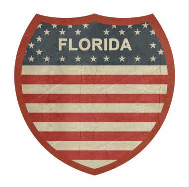 Grunge Florida Amerikan eyaletlerarası Otoban işareti