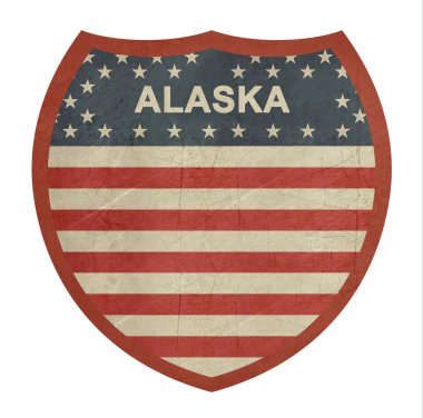 Grunge Alaska Amerikan eyaletlerarası Otoban işareti