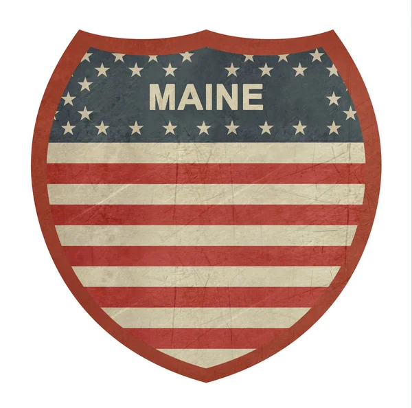 Grunge Maine Panneau autoroutier interétatique américain — Photo