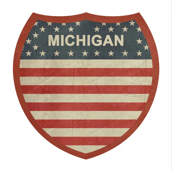 Grunge Michigan American autostrad międzystanowych znak — Zdjęcie stockowe