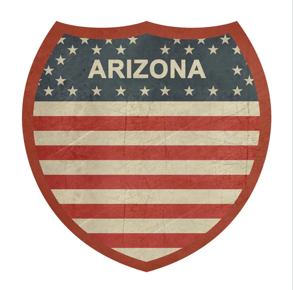 Grunge Arizona amerykański autostrady międzystanowej znak — Zdjęcie stockowe
