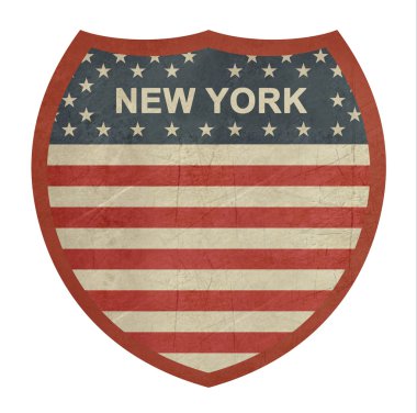 Grunge New York Amerikan eyaletlerarası Otoban işareti