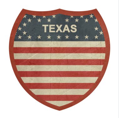 Grunge Texas Amerikan eyaletlerarası Otoban işareti