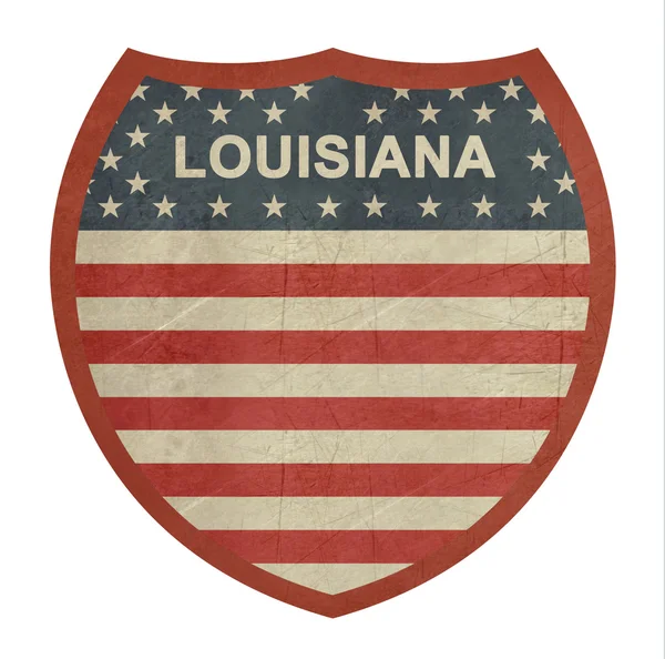 Grunge louisiana american interstate highway sign — Stockfoto