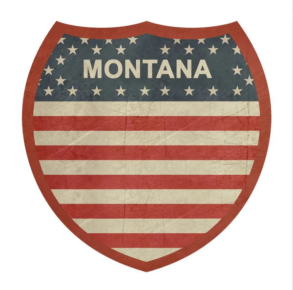 Grunge Montana American interstate highway sign — Stock Photo, Image