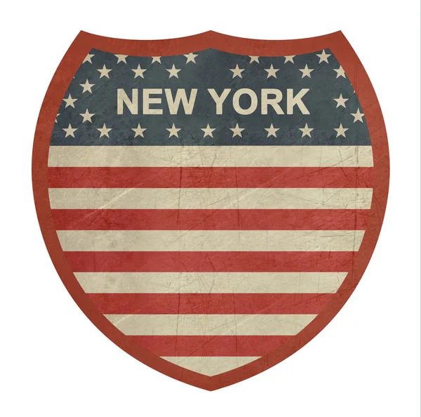 Grunge New York Amerikan eyaletlerarası Otoban işareti — Stok fotoğraf