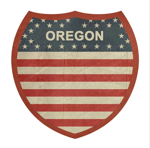 Grunge Oregon amerikanska interstate highway tecken — Stockfoto