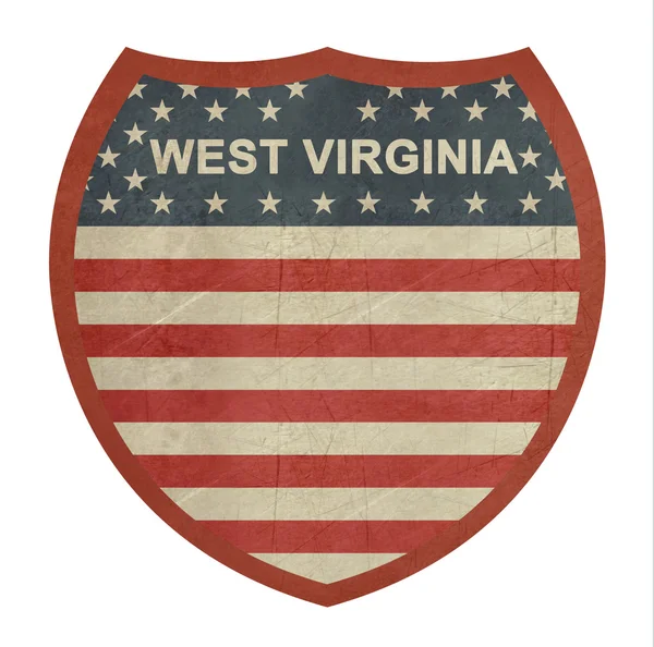Grunge Batı Virginia Amerikan eyaletlerarası Otoban işareti — Stok fotoğraf