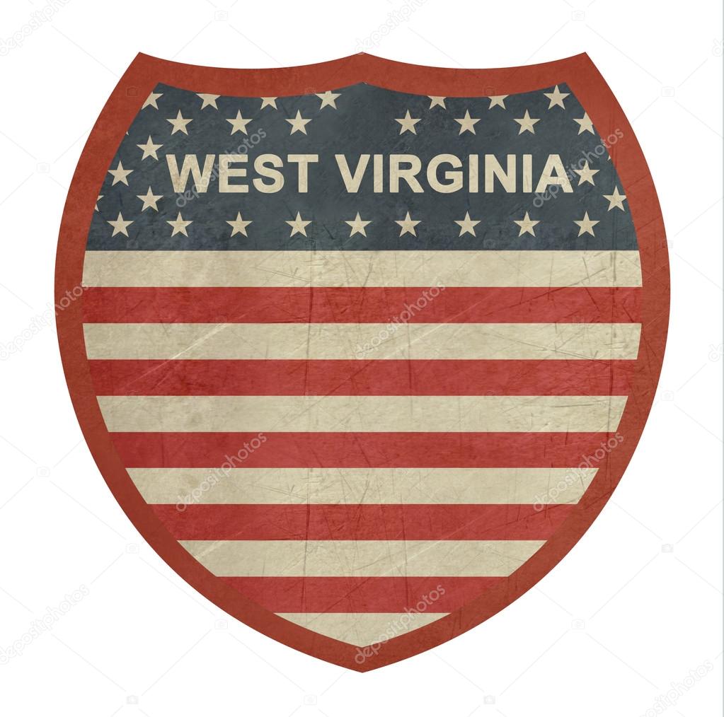 Grunge West Virginia American interstate highway sign