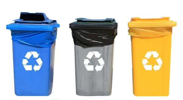 Verschiedene Recyclingbehälter — Stockfoto