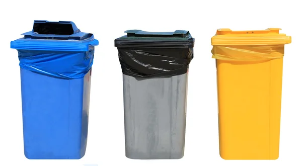 Conjunto de lixeiras de reciclagem — Fotografia de Stock