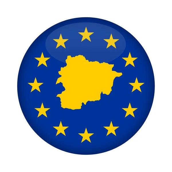 Andorra map European Union flag button — Stock Photo, Image