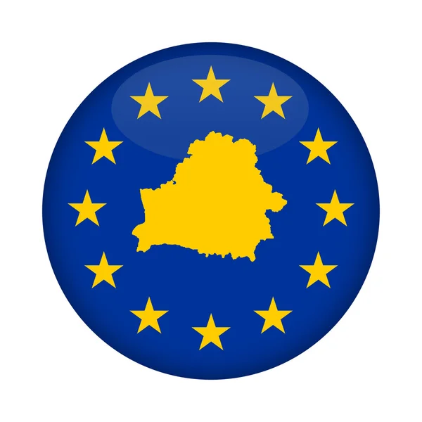 Χάρτης Λευκορωσίας κουμπί σημαία της Ευρωπαϊκής Ένωσης — Φωτογραφία Αρχείου