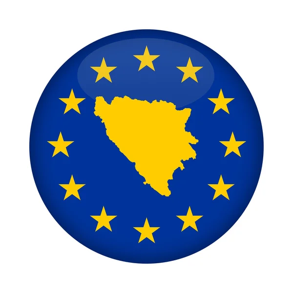 Bosnië en Herzegovina kaart Europese Unie vlag knop — Stockfoto