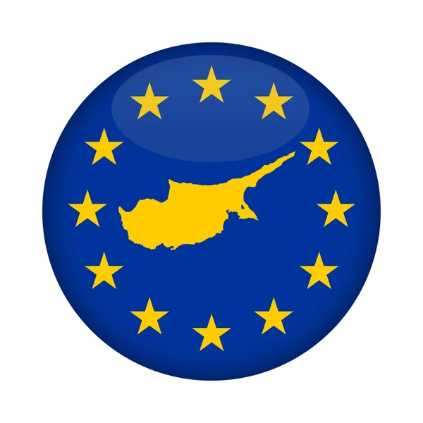 Cyprus map European Union flag button — Stock Photo, Image