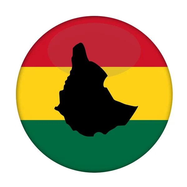 Mappa Etiopia su un pulsante di bandiera rastafariana — Foto Stock