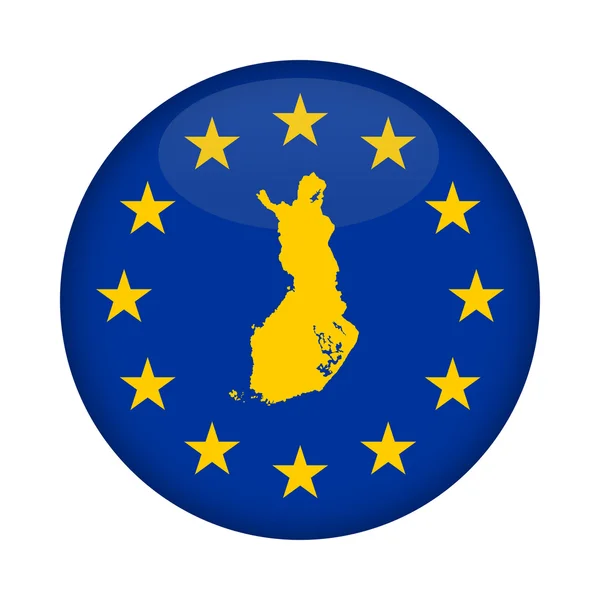 Finland map European Union flag button — Stock Photo, Image