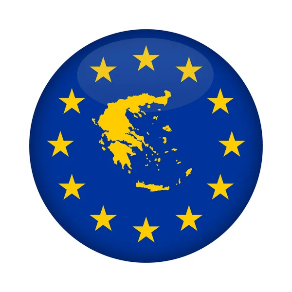 Grèce carte Bouton drapeau de l'Union européenne — Photo