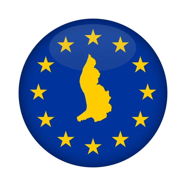 Liechtenstein map European Union flag button — Stock Photo, Image