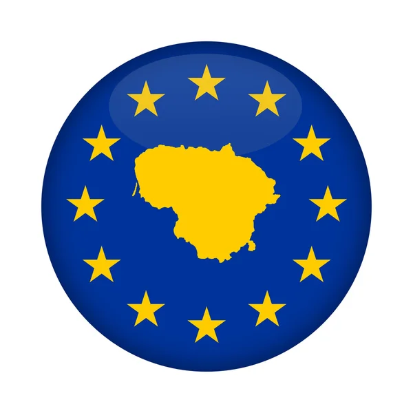 Lithuania map European Union flag button — Stock Photo, Image