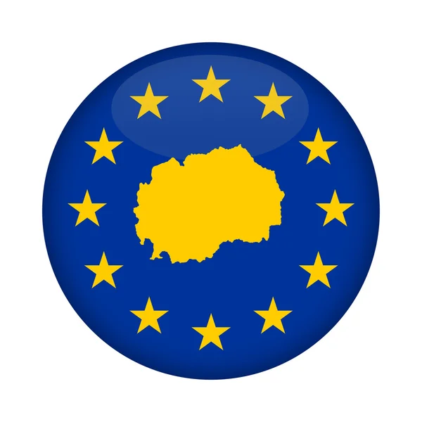 Kaart van Macedonië Europese Unie vlag knop — Stockfoto