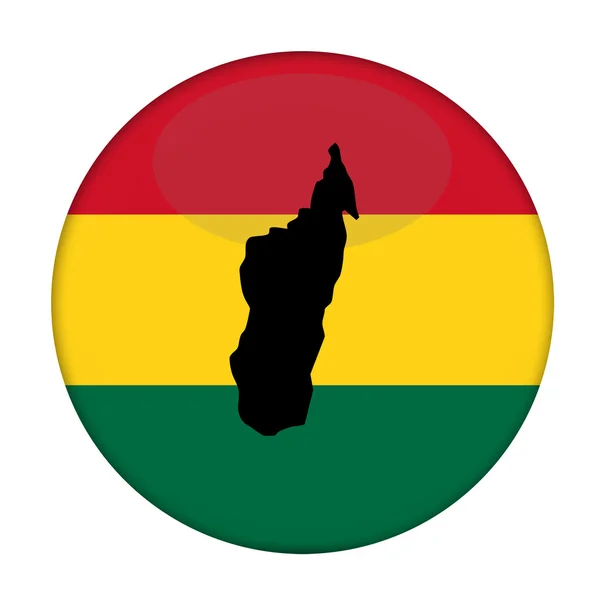 Μαδαγασκάρη χάρτη σε ένα κουμπί Rastafarian σημαία — Φωτογραφία Αρχείου