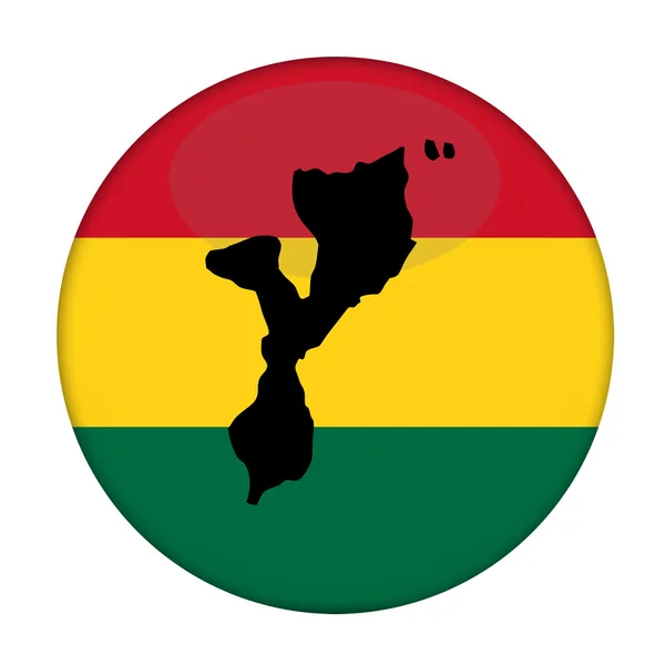 Mozambique map on a Rastafarian flag button — Stock Photo, Image