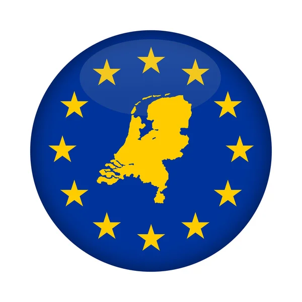 Mapa Nizozemí tlačítko vlajka Evropské unie — Stock fotografie