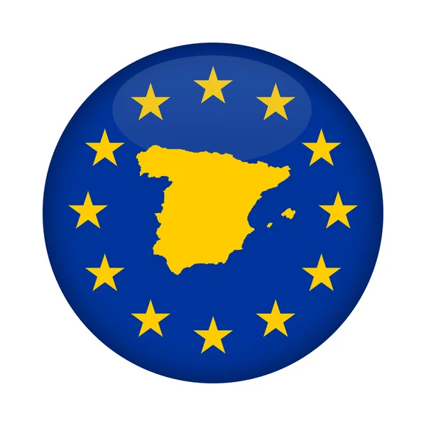 Spain map European Union flag button — Stock Photo, Image