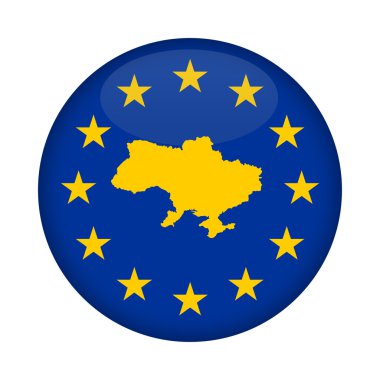 Ukrayna harita Avrupa Birliği bayrağı düğmesi