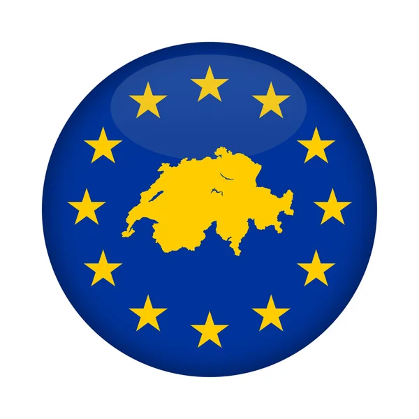 Χάρτης Ελβετία κουμπί σημαία της Ευρωπαϊκής Ένωσης — Φωτογραφία Αρχείου