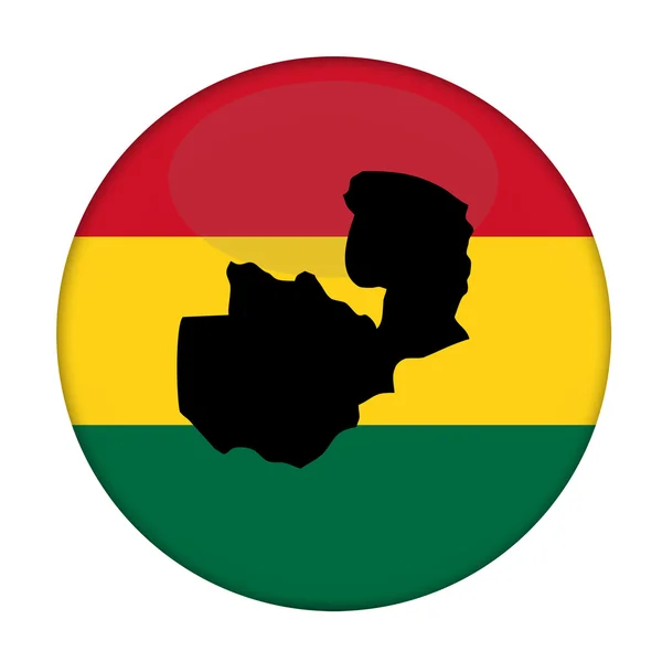 Zambia map on a Rastafarian flag button — Stock Photo, Image