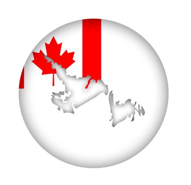 Canada Newfoundland state map flag button clipart