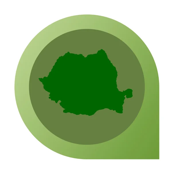 Na białym tle Rumunia Mapa znacznik pin — Zdjęcie stockowe