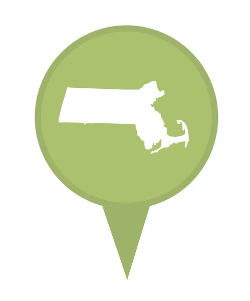 Estado de Massachusetts mapa pin —  Fotos de Stock