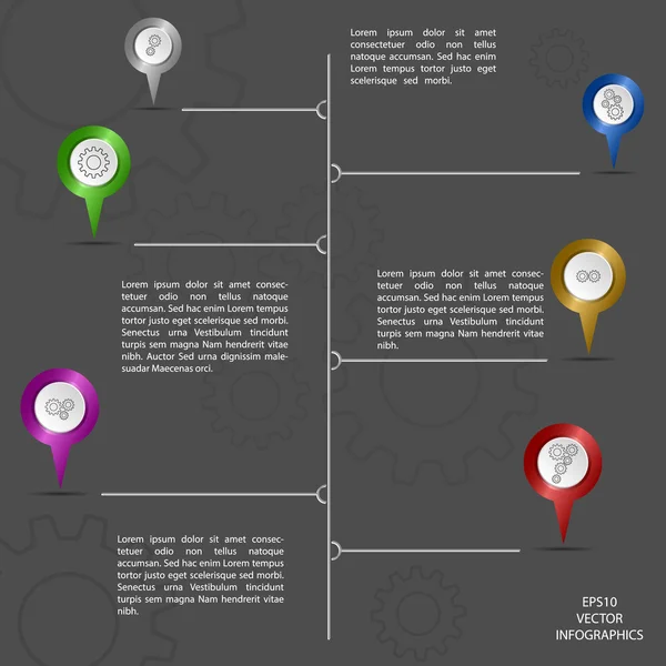 Infografica con puntatori e icone — Vettoriale Stock