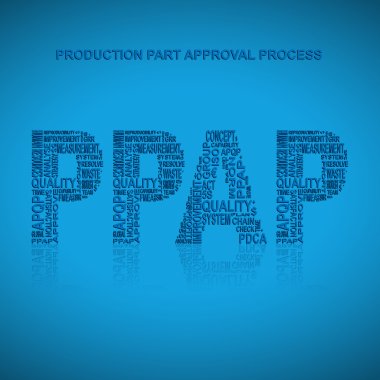 Üretim parçası onay süreci tipografi arka plan