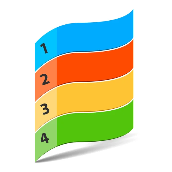 Quattro passi linea temporale bandiera forma oggetti — Vettoriale Stock