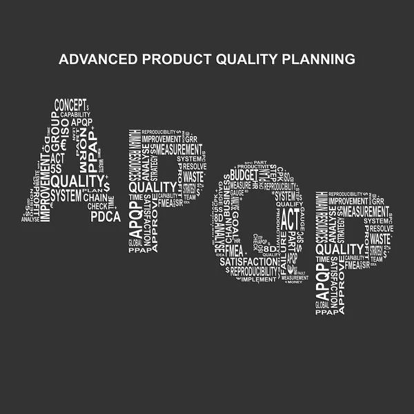 Advanced product quality planning typography background — Stock Vector