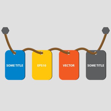 Dört adım zaman çizelgesi kartları ip üzerinde