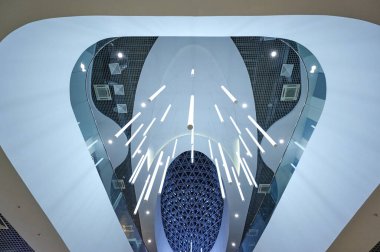 05/21/2021 lighting and ceiling above the escalator in the shopping center Gallery city Krasnodar Russia stage 2 horizontal photo