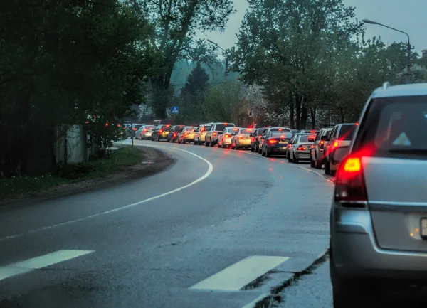 Traffic jam in evening — Stock Photo, Image