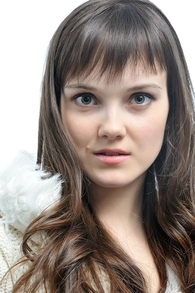 Girl in fur hat — Stock Photo, Image