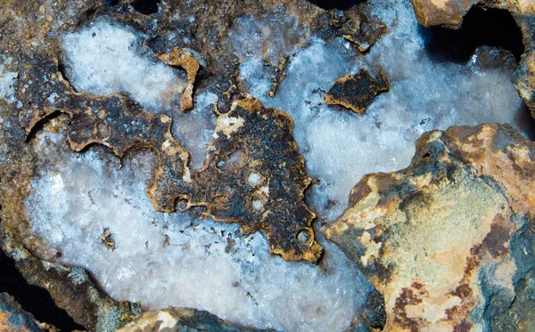 Fonds Texture Sur Littoral Dans Des Dépôts Pierre Inondés Eau — Photo