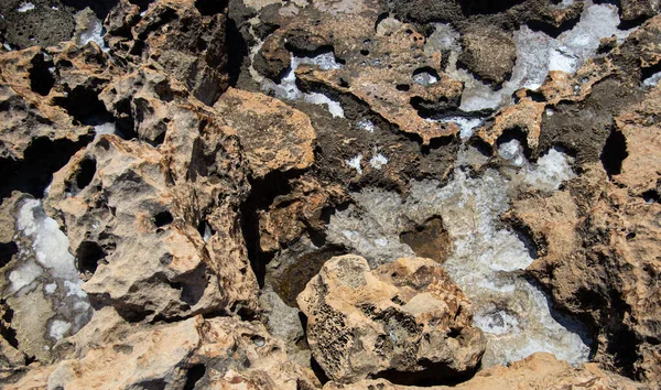 Fonds Texture Sur Littoral Dans Des Dépôts Pierre Inondés Eau — Photo