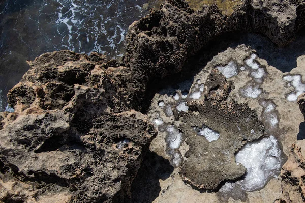 Fondos Textura Orilla Del Mar Depósitos Piedra Inundados Agua Los — Foto de Stock