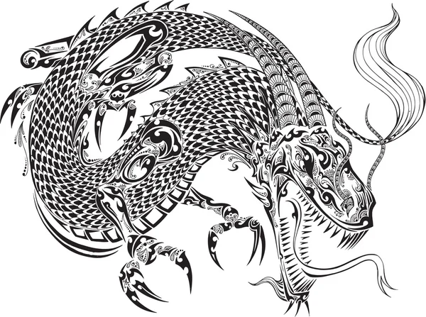 Dragon Doodle Sketch Tattoo Vector — Stock Vector