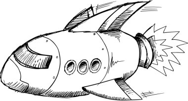 Uzay gemisi roket Doodle kroki vektör 